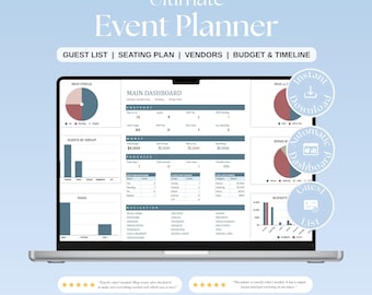 Event Planner Spreadsheet, All-in-One Google Sheets & Excel Template, Budget, Guest List, Seating Plan
