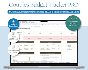 Budgetplanner voor stellen PRO | Gezamenlijke uitgavenregistratie voor stellen (Excel/Google Sheets)