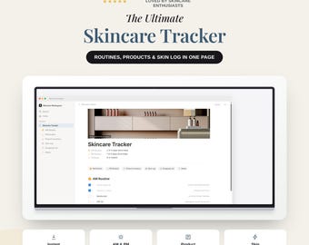 Notion Skincare Tracker Template, AM PM Routine, Product Inventory, Skin Log (Digital Download)
