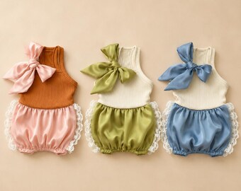 Bow Pet Romper, Lace Trim Outfit for Small Dogs & Cats