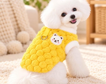 Textured Bear Pet Vest, Small Dog Cat Outfit, 4 Colors,