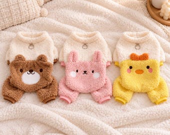 Plush Dog Jumpsuit, Bear Bunny Chick Pet Pajamas