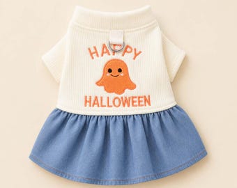 Ghost Dog Dress, Halloween Pet Outfit, Blue Skirt for Small Dogs