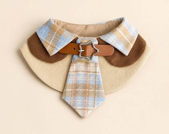 Plaid Pet Cape Collar, Tie or Ruffle Neckwear for Dogs and Cats, S–XL
