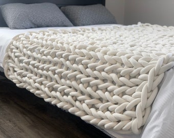 Chunky Knit Cotton Throw