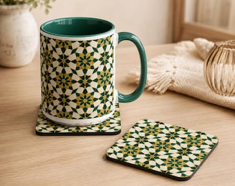 Emerald Zellige Coaster | Moroccan Boho Decor | Unique Gift