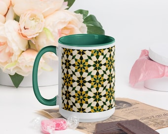 Emerald Zellige Ceramic Mug | Moroccan Coffee Cup | Boho Home Decor