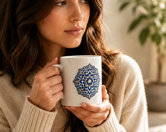 Moroccan Zellige Mug | Boho Coffee Cup | Islamic Geometric Design