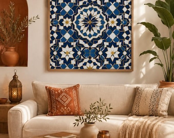 Moroccan Zellige Poster | Boho Home Decor Wall Art | Islamic Geometric Print