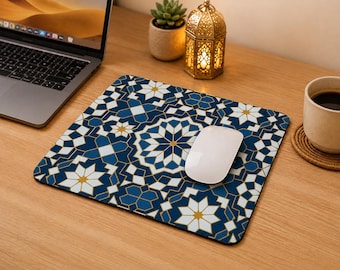 Moroccan Zellige Mouse Pad | Boho Desk Decor | Islamic Geometric Design