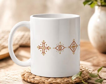 Amazigh Berber Symbols Mug | Moroccan Coffee Cup | Tifinagh Gift