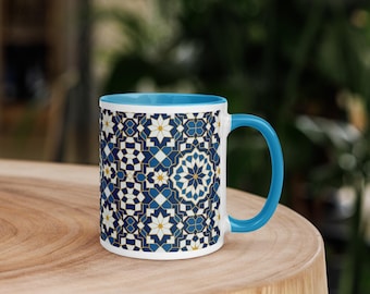 Moroccan Zellige Ceramic Mug | Boho Coffee Cup | Islamic Geometric Design