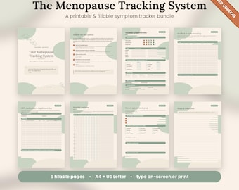 Symptomenregistratie voor de menopauze, dagboek voor de perimenopauze, logboek voor hormoonvervangende therapie (invulbaar PDF-bestand)
