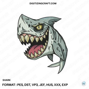 Shark embroidery design,predator,fish,sea life embroidery design file,machine embroidery file