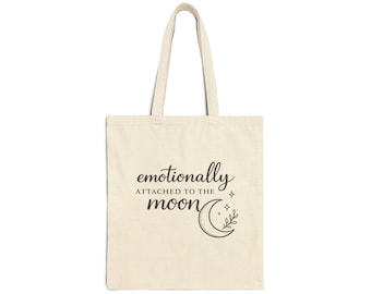 Tragetasche „Emotionally Attached to the Moon“ | Mondillustration, Zitat aus der Serie