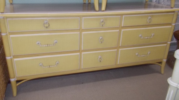 Thomasville Faux Bamboo Nine Drawer Vintage Dresser Etsy