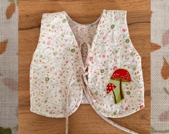 Handmade Upcycled Toddler Autumn Waistcoat  Mushroom 12-18 months