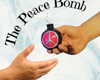 The Peace Bomb, Funny Yoga Gift, Handmade Peace Sign Sculpture, Study Buddy, Zen Artwork, Fun Mini Sculpture, Office Christmas Present