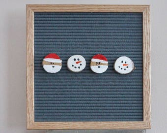 CHRISTMAS LETTERBOARD ORNAMENTS (Pack of 4- 2 Snowmen, 2 Santas) / Felt Letter Board Accessories / Holiday Decor