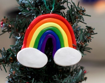 Handmade Clay Rainbow Christmas Ornament // Holiday & Christmas Decor // Gift Ideas // Christmas Tree Decorations