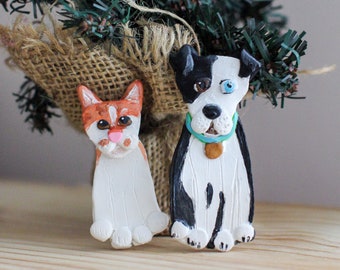 Aangepast kerstornament voor huisdieren: handgemaakte katten- of hondendecoratie van klei