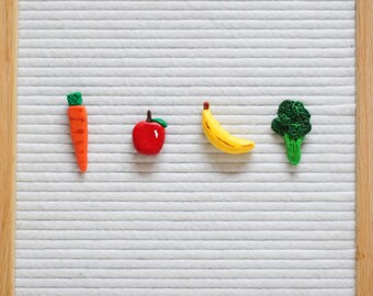 Fruits and Veggies Letter Board Ornament Set // Felt Letter Board Icons & Accessories // Food Lovers Gift Idea // Home Decor