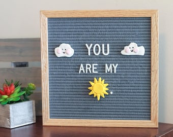 SUNSHINE and CLOUDS Clay Letter Board Ornaments (Pack of 3) / Felt Letter Board Accessories