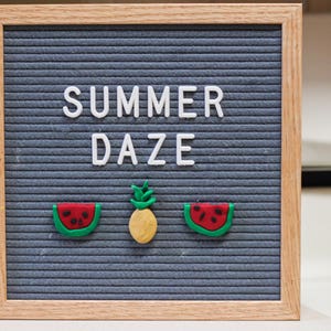 Summer Letter Board Ornaments (Pack de 3- Sandía y Piña) / Accesorios de tablero de cartas de fieltro