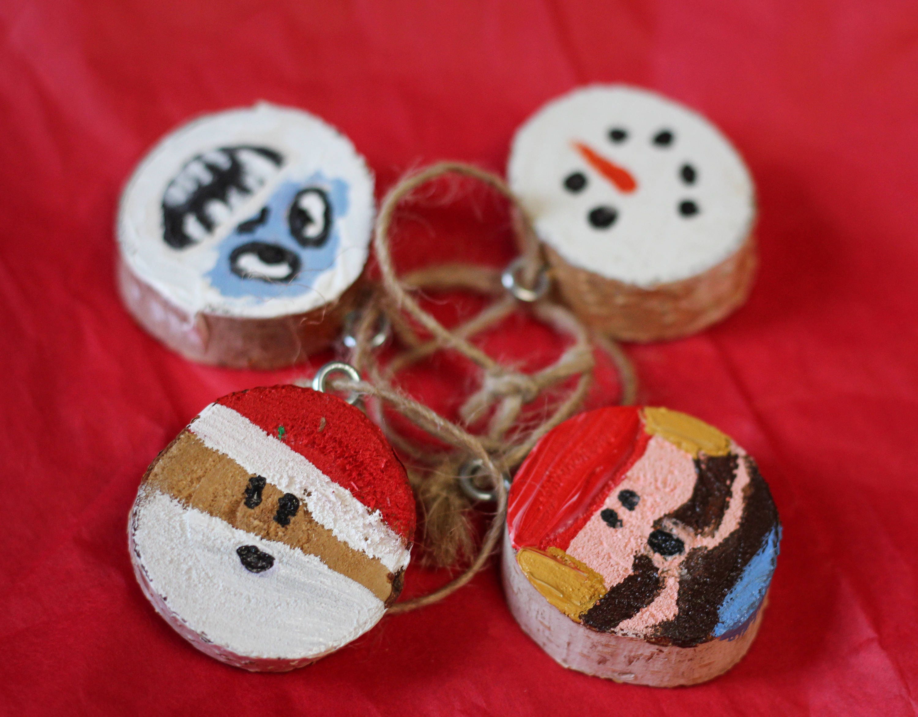 Rustic Christmas Ornaments | Pack Of 4 Wooden Ornaments // Holiday Decor