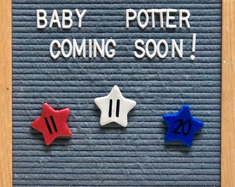 Aangepaste sterornamenten vervaldatum: Americana decoratie babyaankondiging