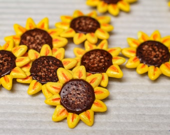 HANDGEMAAKTE ZONNEBLOEM MAGNEET // Cadeau Ideeën