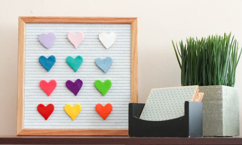 VALENTINES DAY HEART Letterboard Ornaments Pack of 12 Hearts / Felt Letter Board Accessories image 1