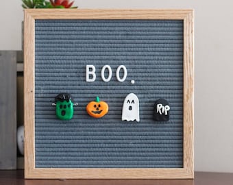 Décorations d'Halloween pour tableau aux lettres, décoration en argile faite main (Lot de 4)