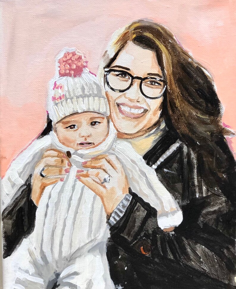 Custom hand painted 8\u201d x 10\u201d PET COUPLES or FAMILY Portrait Home Decor Gift Ideas Custom Painting Art