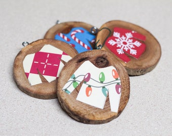 UGLY SWEATER CHRISTMAS  Tree Ornament (Pack of 4) // Christmas Decor // Holiday Decor