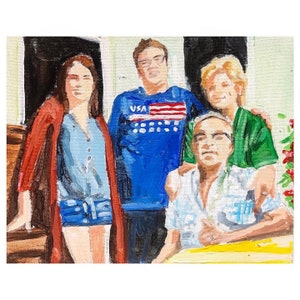 Custom Hand-Painted Family Portrait: Acrylic Painting on Canvas (8x10)