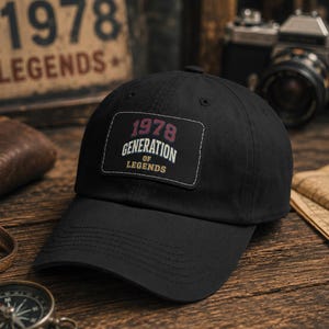 1978 Generation of Legends Dad Hat, Vintage Faux Leather Patch Cap