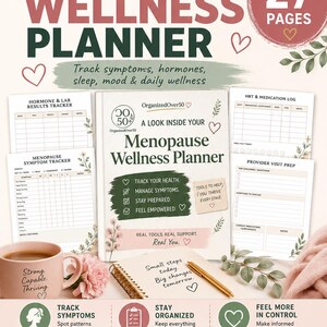 Carnet de bien-être pour la ménopause : Suivi des symptômes, du sommeil, de l’humeur et du traitement hormonal (PDF numérique)