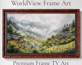 Longji Rice Terraces Misty Mountain Village, Samsung Frame TV Art (Digital Download) 41
