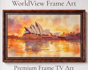 Sydney Opera House Watercolor Sunset, Samsung Frame TV Art (Digital Download) 89