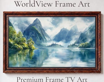 Fjord Landscape Watercolor, Samsung Frame TV Art (Digital Download) 26
