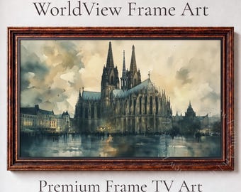 Cologne Cathedral Watercolor Painting, Samsung Frame TV Art, Gothic Architecture (Digital Download) 94