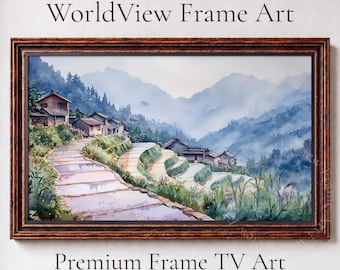 Serene Rice Terraces Misty Mountain Landscape, Samsung Frame TV Art (Digital Download) 40