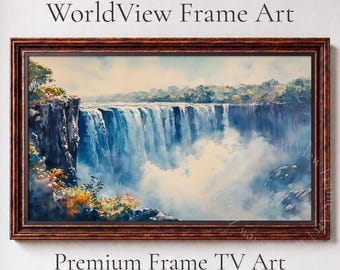 Majestic Victoria Falls Watercolor Frame TV Art Landscape (Digital Download) 22