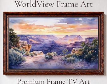 Watercolor Grand Canyon Sunset Panoramic Landscape, Samsung Frame TV Art (Digital Download) 9
