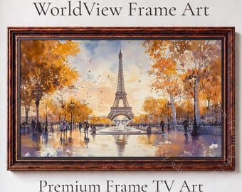Eiffel Tower Paris in Autumn Reflecting Pool, Samsung Frame TV Art (Digital Download) 48