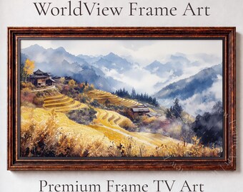 Golden Rice Terraces Misty Mountain Autumn, Samsung Frame TV Art (Digital Download) 38