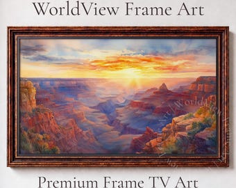 Grand Canyon Sunrise Frame TV Art, Watercolor Southwest Landscape (Digital Download) 7