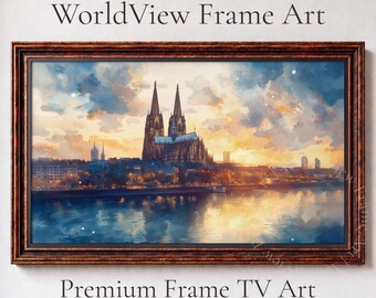 Cologne Cathedral Sunset Frame TV Art, Watercolor Cityscape (Digital Download) 95
