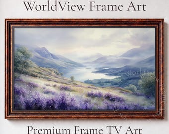 Scottish Highlands Frame TV Art, Rolling Heather Hills Loch (Digital Download) 3